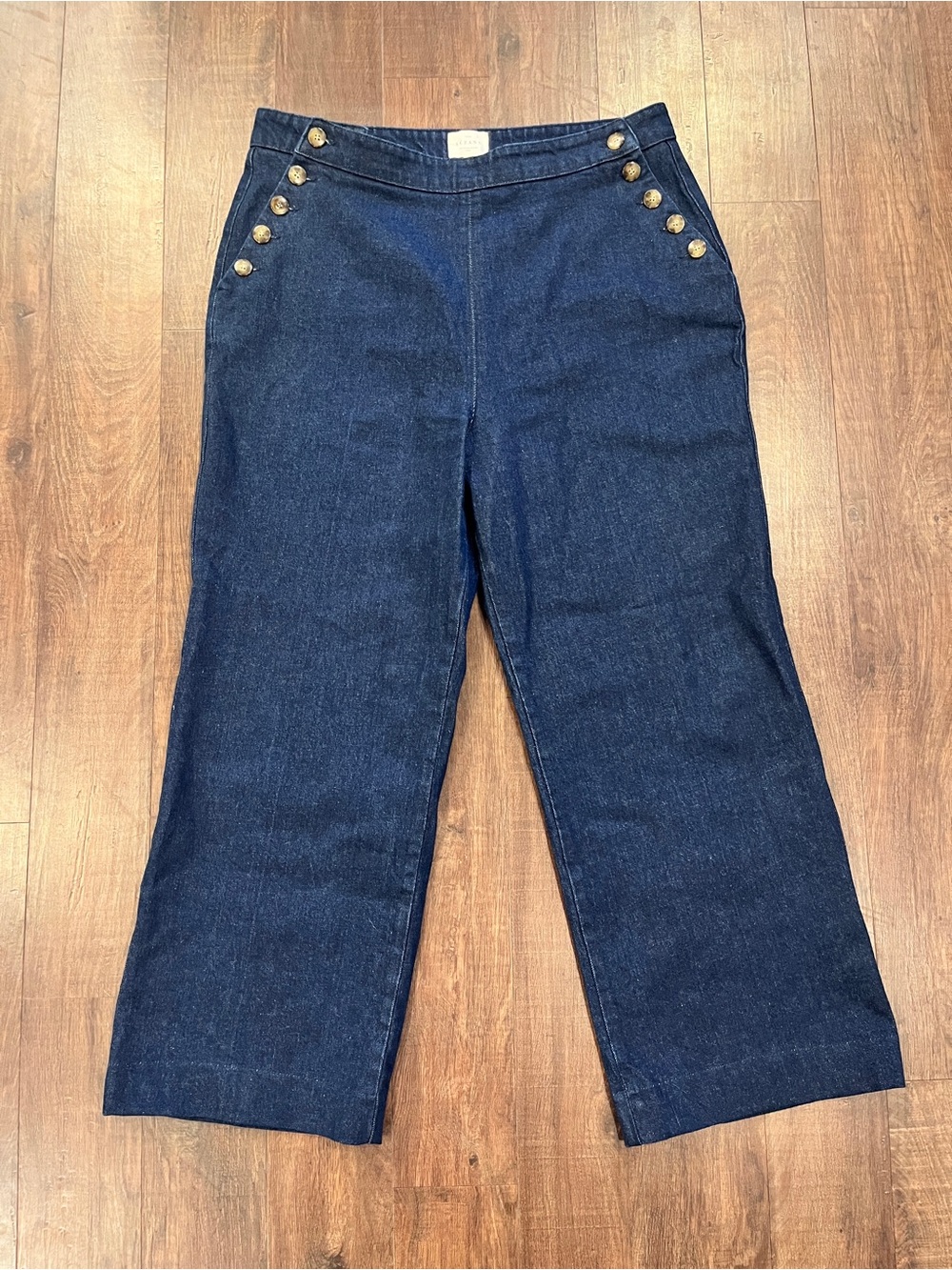 Sezane Marino Sailor Jeans 48 High Waist Straight Wide Leg Dark Wash US 16/18 XL